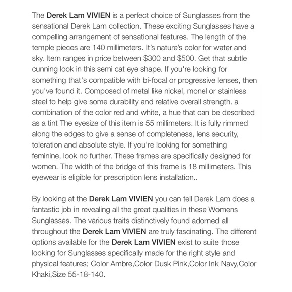 NIB $410 Derek Lam Viven Cat Eye Sunglasses in Amber - Picture 10 of 10